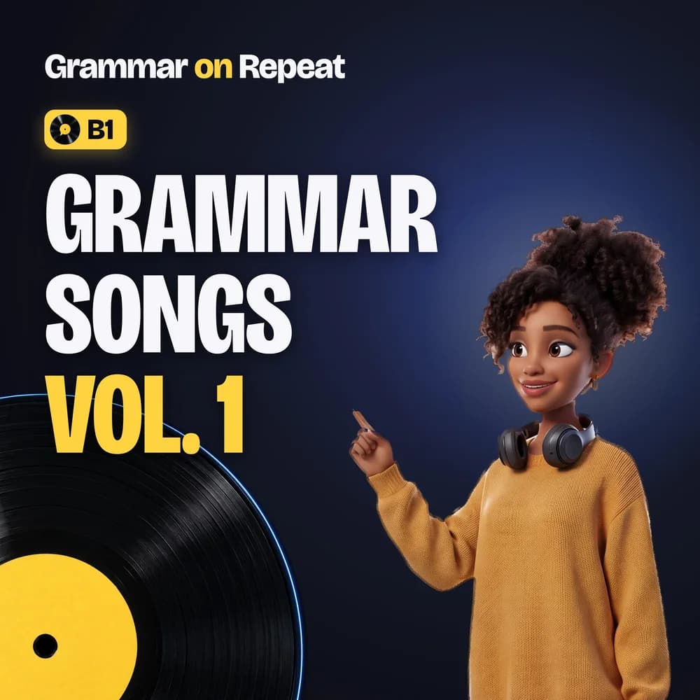B1 Grammar Songs, Vol. 1 cover: Remi pointing at the title